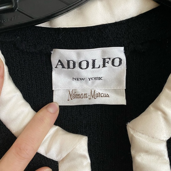 Adolfo Neiman Marcus Black Wool Jacket Cardigan - Picture 3 of 5